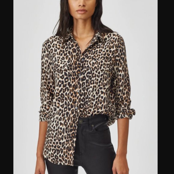 Equipment Slim Signature Silk Shirt In Natural Leopard Size S NWT - Picture 1 of 6